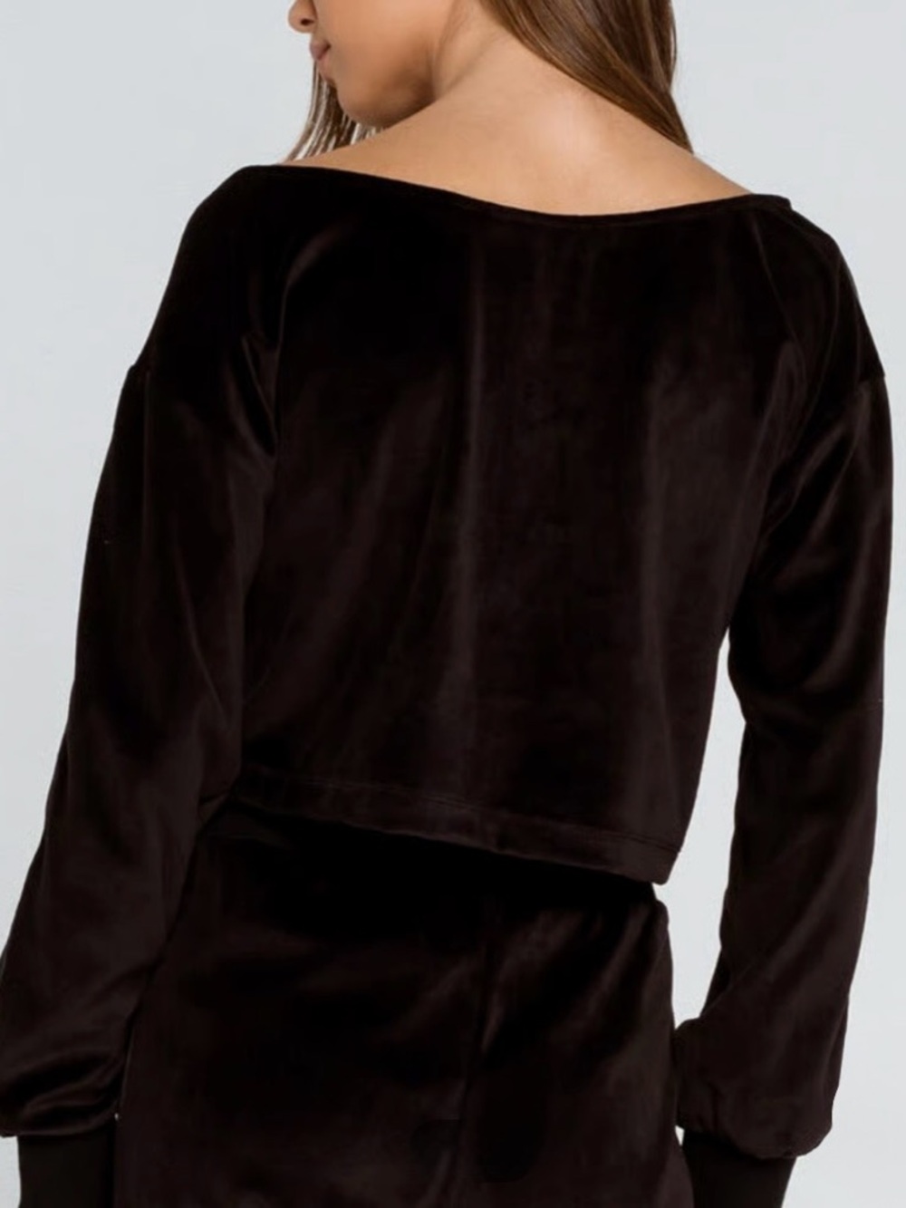 Adidas Originals Black Velour Off Shoulder Cropped Sweatshirt XL NWT - Picture 5 of 6